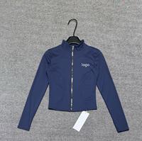 Veste de sport respirante pour femmes adultes, coupe ajustée, col montant, fermeture éclair dorée, trous pour les pouces, manches longues, spandex/polyester, pour l'extérieur
