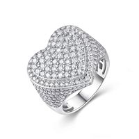 Vente en gros de bijoux fins Bague Hip Hop en forme de cœur VVS Moissanite en argent sterling 925 pour hommes
