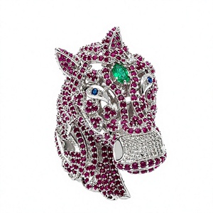 Broche en pierre précieuse rubis en argent sterling 925, coupe ronde classique, cadeau idéal pour un mariage - Product Image 1