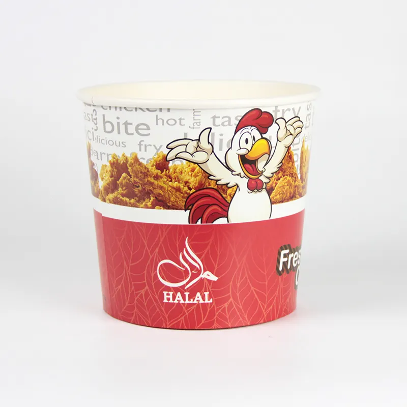 Balde de papel descartável personalizado popular de 64 onças e 85 onças para embalagem de alimentos para frango frito
