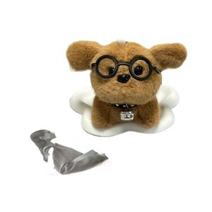 พวงกุญแจตุ๊กตาสุนัขแว่นตาขนนุ่มสุดน่ารัก - Product Image 1