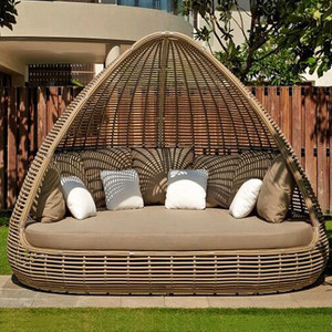 Lit de repos d'extérieur mobile en osier nordique, type cage à oiseaux double, pour villas de villégiature, bord de piscine, hôtels et plage - Product Image 4
