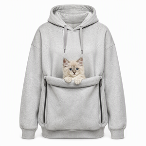 Individuelles Logo Übergroßer Fleece-Haustierträger-Hoodie Känguru-Tasche Katzen- und Hundeträger-Sweatshirt Großhandel OEM Unisex S-5XL Pullover - Product Image 1