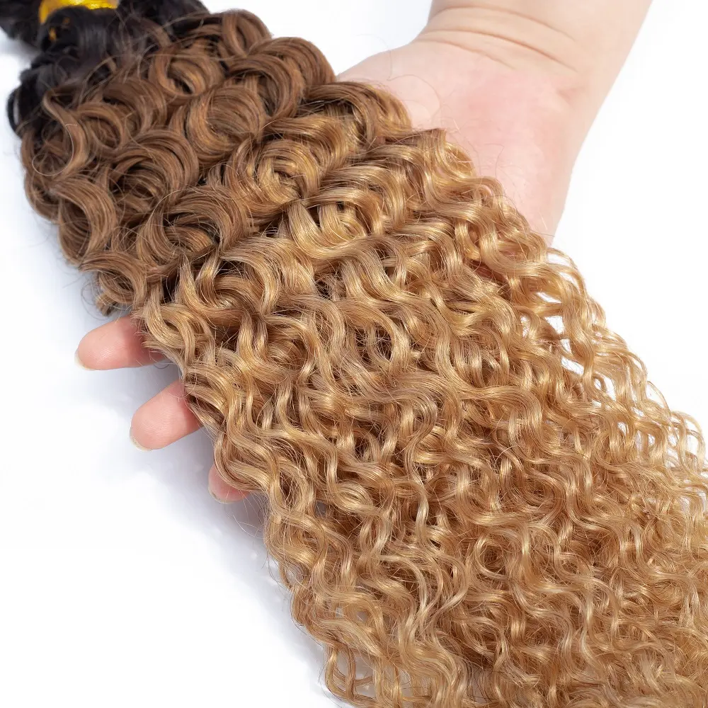 Golden beam bending curly hair and Brazilian hair bundle closed on front
