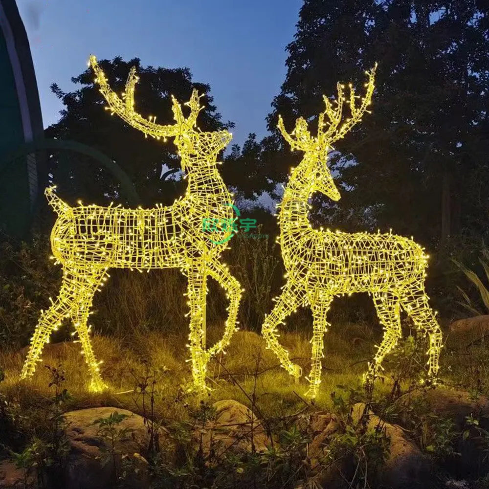 Nuevos productos al aire libre de gran tamaño Led 3D Animal Decoración Navidad Reno Patrón Fabricantes Motif Light