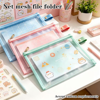 BoYing Trousse de rangement transparente personnalisable grande capacité en maille simple, pochette à fermeture éclair pour stylos et dossiers, idéale pour les voyages