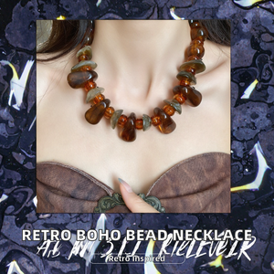 Collier unisexe vintage décontracté bohème pour les vacances, avec pendentif goutte d'eau géométrique couleur marbre et perles irrégulières en résine acrylique - Product Image 2