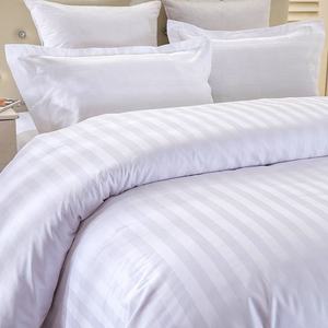 Juego de ropa de cama de algodón 100%, fundas de almohada a rayas de 3cm, juegos de edredón de ropa de cama de Hotel - Product Image 1