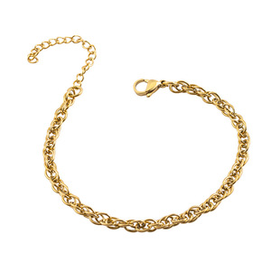 Pulsera de Cadena Trenzada Minimalista de Acero de Titanio Chapada en Oro, Joyería Unisex - Product Image 5
