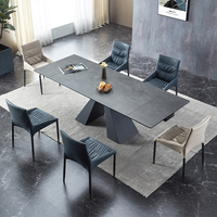 Ensemble de table à manger extensible en pierre frittée Foshan, 6 chaises, ensemble de table à manger de luxe, 6 places, meubles chinois, pin recyclé