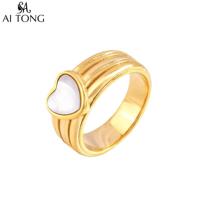 Bague minimaliste en acier inoxydable plaqué or 18 carats, forme de cœur blanc, tendance, personnalisée, section irrégulière, cercle, pour mariage ou fête