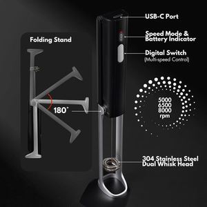 Battery Powered <b>USB</b> Handheld Portable <b>Mini</b> Electric Milk Frother Timer Function Coffee Beater Mixer Pitcher Foam Maker Car Hotel - Product Image 2