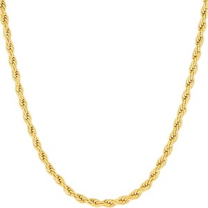 Collier en acier inoxydable plaqué or véritable 24 carats pour femmes et hommes Fashion Hip <span class=keywords><strong>Hop</strong></span> chaîne corde 3mm - Product Image 1