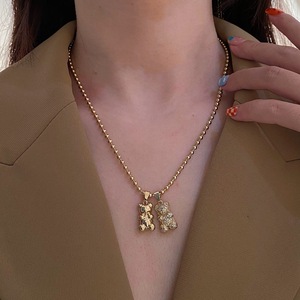 <span class=keywords><strong>Collier</strong></span> avec pendentif en forme d'ours, bijoux en laiton, plaqué or, Bling, diamant, cristal, cœur, ours en peluche, vente en gros - Product Image 4
