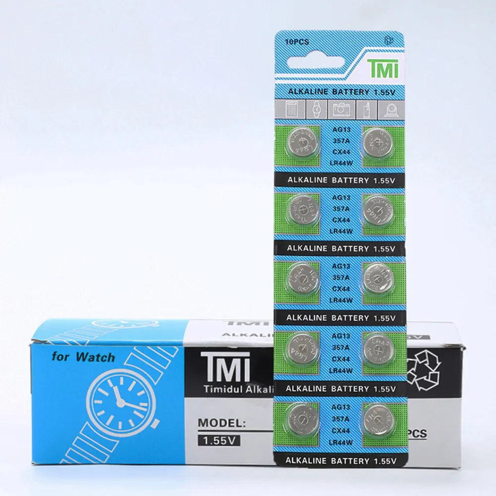 T&E Battery LR44/AG13/A76 TMI 0%Hg 1.55v Alkaline button cell battery