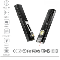 Linterna de Trabajo Magnética ST3 Pro, 3 Interruptores, Recargable por USB, Linterna Plana de 1300LM, Luz Lateral UV de 365nm con Láser Rojo para Reparación e Inspección