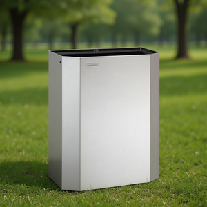 Cestino per Rifiuti Rettangolare in Acciaio Inox 25 L per Uso Interno ed Esterno - Product Image 3