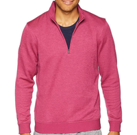 Sweat-shirt en maille à col montant et fermeture éclair quart de tour pour homme, en mélange de coton, respirant, coupe régulière, coupe-vent, pour le golf