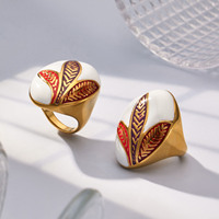 Anillo Ancho de Resina y Acero Inoxidable para Mujer, Estilo Bohemio, Colorido, con Patrón Abstracto, Joyería de Moda, Regalo para Ella, Uso Diario
