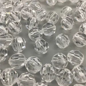 Hongzhi Whosale 8mm 10mm 12mm 14mm Beautiful 32 Faceted Acrylic Beads Transparent Loose Plastic Beads For DIY Jewelry Making