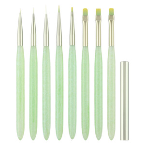 Ensemble de 8 pinceaux pour nail art, manche en résine verte, stylo à gel pour photothérapie, design chrysanthème pour manucure - Product Image 5