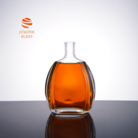 Bouteille en verre ovale incurvée de 330 ml, petite bouteille en verre pour le vin, adaptée à l'emballage du whisky, du brandy, du vin de fruits et des spiritueux