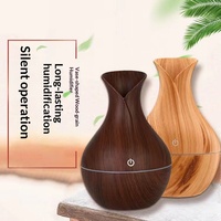 Diffuseur d'aromathérapie humidificateur en forme de vase à grain de bois, USB, pour voiture et maison, veilleuse sept couleurs, silencieux