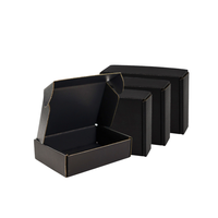 Boîte ondulée noire à trois couches avion Carton Kraft boîte de papier carrée impression couleur personnalisée pliable boîte d'expédition paquet