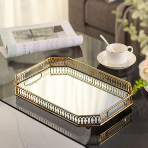 Élégant rangement pour salle de bain et vanité plateaux de rangement décoratifs en miroir pour les options de cadeaux de mariage disponibles au meilleur prix - Product Image 1