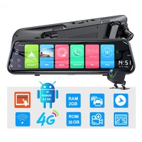 Espejo de streaming inteligente con pantalla táctil de 9,66 pulgadas, cámara de coche, 4G, internet, DVR, grabadora, Android 8,1, navegación GPS, 2GB + 16GB
