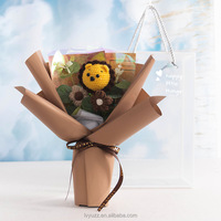Fleurs artificielles de haute qualité, petites poupées animales au crochet, bouquets de fleurs pour mariage, souvenir de mariage et artisanat DIY