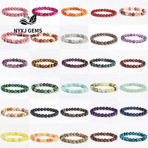 أساور مطاطية من الأحجار الكريمة الطبيعية عالية الجودة بالجملة، مقاس 6/8/10 مم، مصنوعة يدويًا للارتداء اليومي - Product Image 1