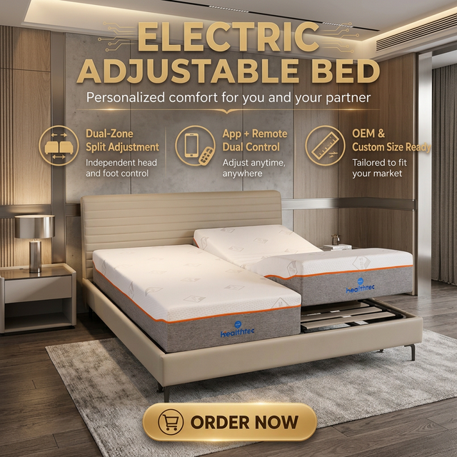 Adjustable Electric Bed With Massager Healthtec OEM&ODM Remote Control Adjustable Bed