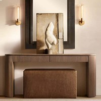 Elegante Mesa Consola Moderna de Roble Claro con Patas Redondeadas de Madera Sólida para Oficina en Casa, Personalizable OEM