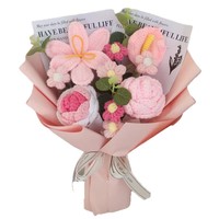 Bouquet de fleurs en fil crocheté à la main en forme de cœur, Calla Lilies, Roses rouges, Tulipes, pour la Saint-Valentin, la remise des diplômes, réaliste, vente en gros