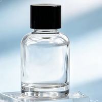En stock, flacon en verre rond transparent de luxe décoratif pour diffuseur de parfum cosmétique, 30 ml, bouchon à vis