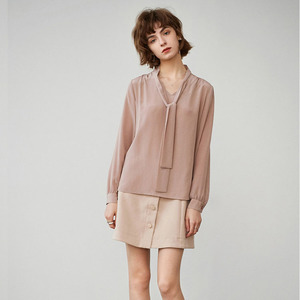 Chemises <span class=keywords><strong>en</strong></span> <span class=keywords><strong>soie</strong></span> véritable 100% satin de mûrier de haute qualité <span class=keywords><strong>rose</strong></span> personnalisées pour femmes avec manches longues - Product Image 5