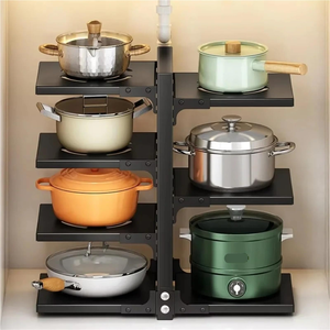 Organiseurs de casseroles et poêles réglables robustes noirs à 8 niveaux pour placards de cuisine et rangements sous armoires - Product Image 5