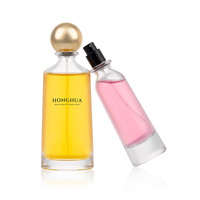 Flacon vaporisateur de parfum transparent 50ml 100ml, nouveau design, avec bouchon à pression, flacon en verre vide, avec emballage boîte.