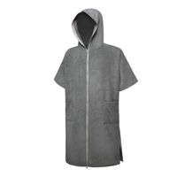 Couleur unie été bain Poncho Robe fermeture éclair à capuche personnaliser robes serviette unisexe enfants adultes serviettes de plage Robes