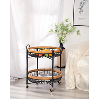 Table d'appoint avec chariot de rangement de classe Table de service de salon vintage de luxe Table basse à 2 niveaux avec roue