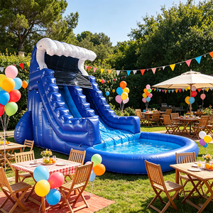 WINSUN Toboggan Gonflable Sec Thème Dauphin en PVC de Haute Qualité pour Adultes et Enfants, Idéal pour Jardins Publics et Aires de Jeux Éducatives - Product Image 1