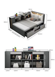 Arredamento Moderno <span class=keywords><strong>Salvaspazio</strong></span> per Camera da <span class=keywords><strong>Letto</strong></span> Letti Funzionali a Castello Singoli e Matrimoniali con Vano Contenitore per Bambini - Product Image 6