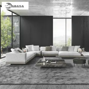 KABASA热销现代客厅亚麻面料l形沙发套装家具客厅意大利豪华沙发