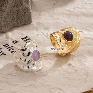 Joyería fina delicada de plata personalizada para mujer, anillo de moda, chapado en regalo, anillos de amatista de Golf Real de 18K - Product Image 1