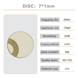 <span class=keywords><strong>Disque</strong></span> piézoélectrique en céramique 2 MHz, 1 mm, transducteur ultrasonique médical, électrode à bride plaquée argent PZT - Product Image 2