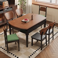 Table et chaises de salle à manger en bois massif de style vintage, design moderne minimaliste de luxe léger, pour petites maisons, table extensible et pliable