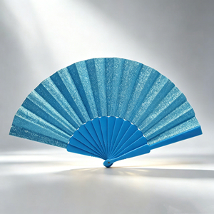 Abanico de Mano de Plástico Brillante de 23 cm con Tela Brillante para Mujeres, Accesorios para Fiestas y Festivales, Venta al Por Mayor - Product Image 4