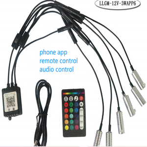 Lumière d'ambiance LED 12V RVB 3W pour télécommande de voiture avec commande vocale par application <span class=keywords><strong>1</strong></span> <span class=keywords><strong>minute</strong></span> 6 sources lumineuses - Product Image 3