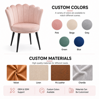Chaise à dossier coquille DM Factory Direct avec tissu en velours rose et pieds noirs coniques pour les revendeurs de meubles en gros